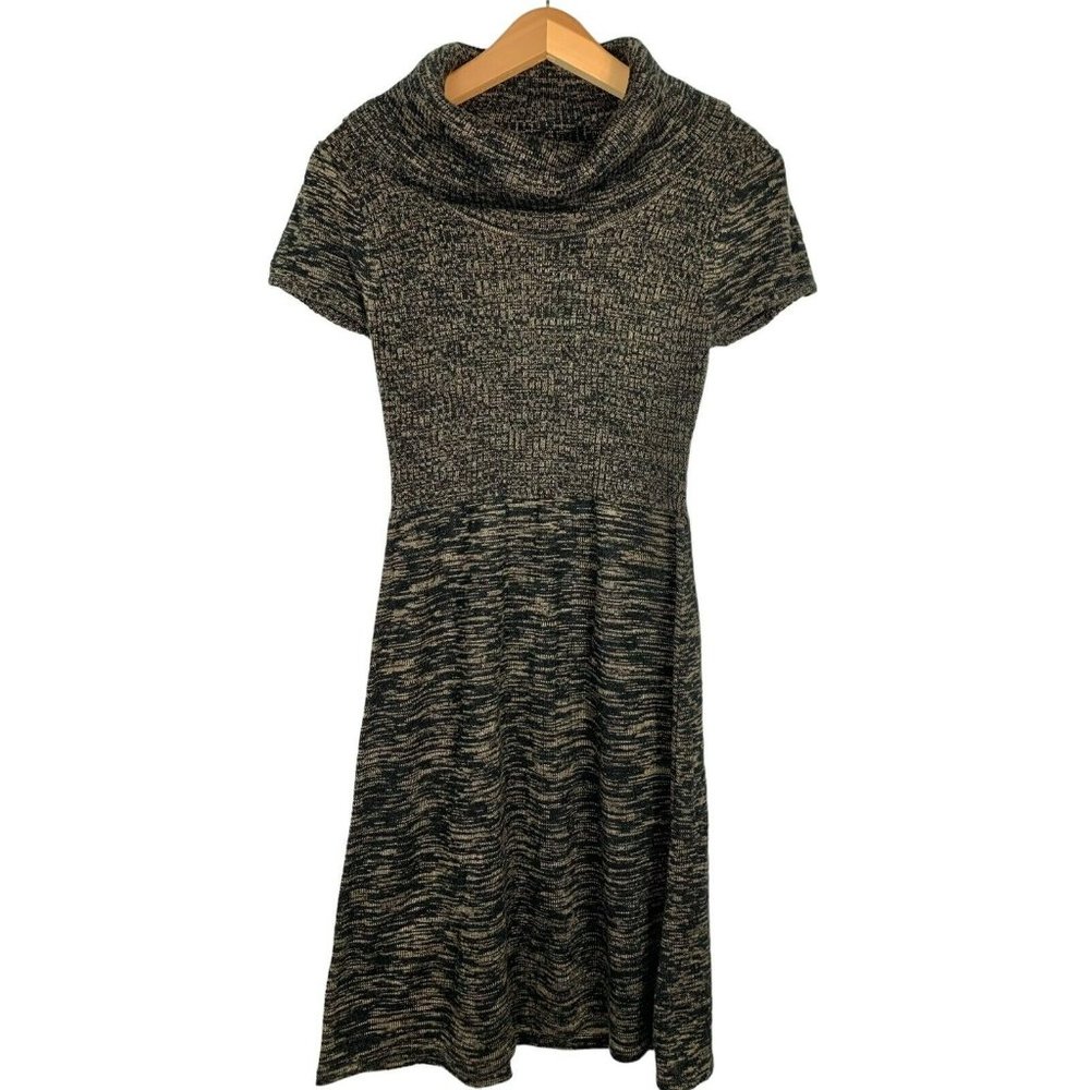 Calvin Klein Grey Gold & Black Turtleneck Sweater Dress P S/M‎